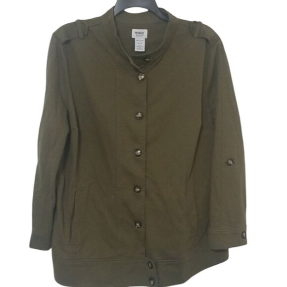 Women's Olive Green Cotton Jacket C1 - Picture 1 of 4